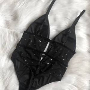 Forever 21 Black And Silver Star Bodysuit, Brand New! thumbnail 7
