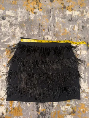 Gianni Bini GB black feather mini skirt size small thumbnail 5
