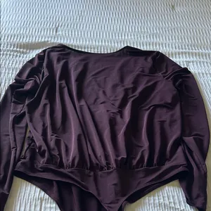 Express Deep Purple Wrap Bodysuit thumbnail 4