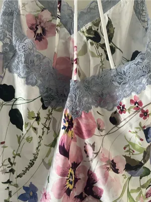 White Pink Floral Satin Lace Cami Top Small Romantic Cottagecore Sleepwear thumbnail 5