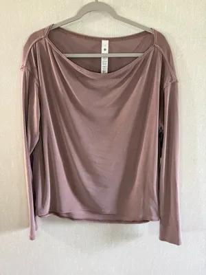 Lululemon Drapey Softstreme Off-the-Shoulder Long Sleeve Mauve Small thumbnail 1