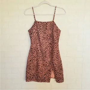 NWT Superdown Revolve‎ Kensley High Slit Pink Leopard Slip Dress Small thumbnail 5