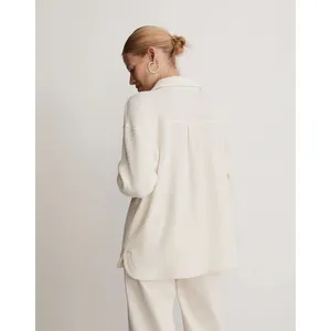 Madewell Waffle Knit Shacket Shirt Jacket Cream Off White Button Down XL thumbnail 2