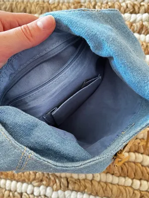 Y2K light Blue Denim Shoulder mini Bag with Lace-Up Detail thumbnail 6
