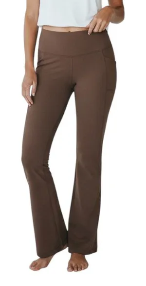 HALARA Day Stretch High Waist Flare Yoga Pant Sz XL Brown Athletic Travel Casual thumbnail 1
