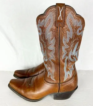 Twisted X Women's Cowboy Boots Size 8.5 Western Rodeo Brown Blue Embroidered thumbnail 1