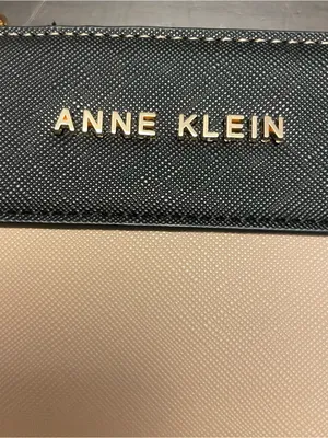 Anne Klein Bifold Wallet Women’s Color Block Tan Black Gold Letter Faux Leather thumbnail 9