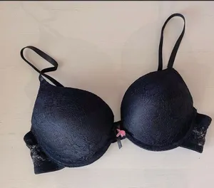 Playboy Y2k vintage Intimates black lace bra with pink bunny charm thumbnail 1