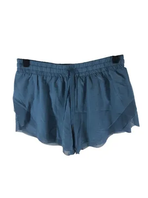 Halara Mid Rise Drawstring Contrast Mesh 2-in-1 Flowy Running Shorts 3'' Blue L thumbnail 4