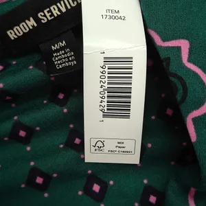 Room Service Shawl Collar Pajama Set Green Geo Womens Medium thumbnail 3