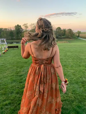 Amazon burnt orange floral print dress thumbnail 2