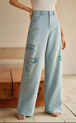 NWT Glitter Floral Jeans Size L thumbnail 1