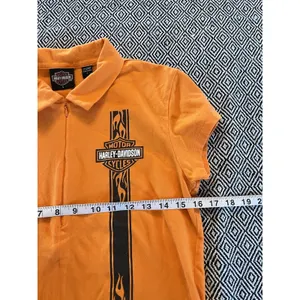 Harley Davidson Women’s Front Garage Shirt 1/4 Zip Orange Shirt Biker Size Large thumbnail 2