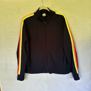 Athletic Works navy Bomber Jacket with Bright Stripes plus size thumbnail 3