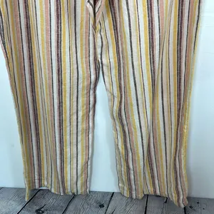D&Co Naturals Linen blend pull on pants multicolor Striped Pants size Large thumbnail 7