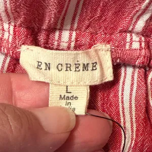 En Creme Red & White Striped Paperbag Tie-Waist Trousers thumbnail 5