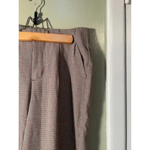 A New Day Womens Sz 6 Wide Leg Dress Pant Trousers Pleated Houndstooth Cream Tan thumbnail 4