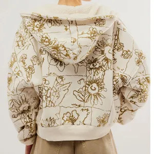 Free People Billie sherpa hoodie in ivory combo thumbnail 2