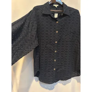 Women’s Maurices Navy Blue Eyelet Button Down Size XXL thumbnail 2