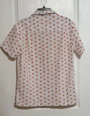 Hooters medium button up shirt sleeve chicken leg print thumbnail 5