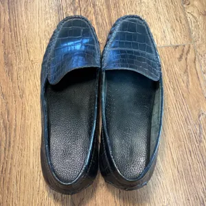 Lauren Ralph Lauren Barbara Croc Embossed Leather Penny Loafers Black Womens 10B thumbnail 8