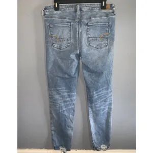 American Eagle Next Level Stretch Crop Jegging Distressed Ripped Blue Jeans 10 thumbnail 3