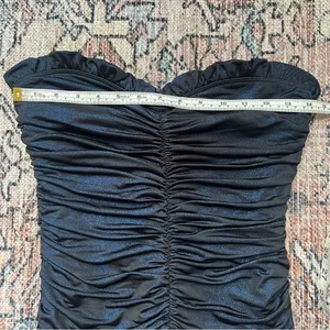 Lucy in the Sky Metallic Ruched Strapless Dress in Navy Size Medium thumbnail 5
