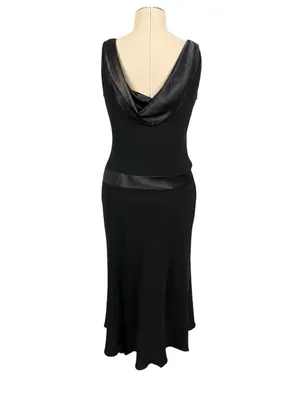 Liz Claiborne VTG Liz Taylor Black Sleeveless Midi Dress 10 Cowl Drape Back Cocktail Formal thumbnail 4