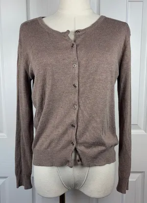 Atmosphere brown button up cardigan thumbnail 1