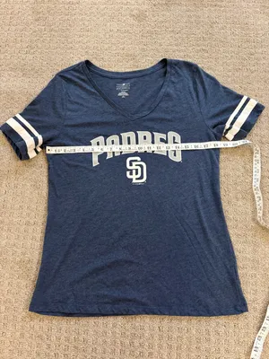 San Diego Padres Women's V-Neck T-Shirt Size Large Blue 5th & Ocean Y2K thumbnail 6