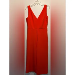 Sam Edelman Wide Leg Cropped Sleeveless Coral Red Jumpsuit Size 10 *no belt* thumbnail 2