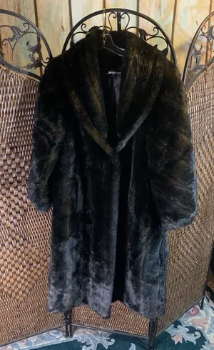 Vintage Faux Fur Long Coat Made in USA Size L thumbnail 1