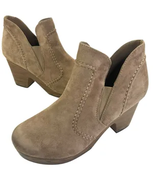 Pierre‎ Dumas Women's Pam Taupe Chunky Clog Bootie Size 9 Faux Suede 3.5” heel thumbnail 1