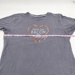Life Is Good Don't Go Bacon My Heart Grey Cotton T-shirt Tee Women's Size Large thumbnail 7