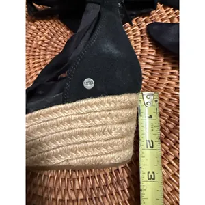 UGG‎ Trina Black Suede Espadrille Wedge Ankle Tie Sandals 1019106 thumbnail 8