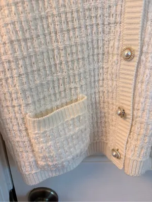 Jessica Simpson Cream Textured Open-Front Cardigan Size L thumbnail 5