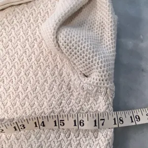 L.L. Bean Size S Cream Cotton Waffle Knit Long Sleeve Crew Neck Pullover Sweater thumbnail 5