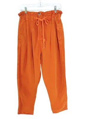Free People Margate Pleated Trouser Pants Bird of Paradise Orange Size S thumbnail 7