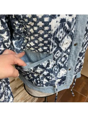 BLANK NYC Anthropologie Reversible Patchwork Denim cotton Jean Jacket XS fits M thumbnail 7