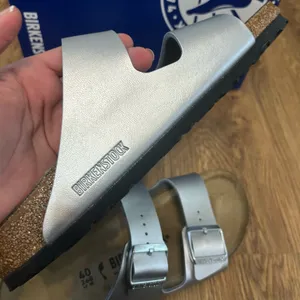Birkenstock Arizona silver gladiator sandals shoes new thumbnail 6