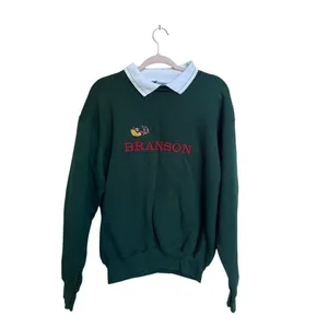 Branson Grandma‎ Green Collared Christmas Sweater Size Large Santa Sleigh thumbnail 3