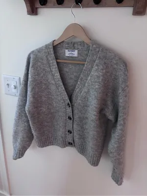 Old Navy XS Cropped Chunky Knit Cardigan Gray Button Front Sweater thumbnail 7