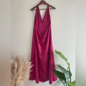 Free People Dance Till Dawn Dress Satin Halter Open Back Strangelove Sz L thumbnail 6
