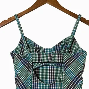 Urban Outfitters Gingham Spaghetti Strap Mini Dress Green Blue Size Small thumbnail 7