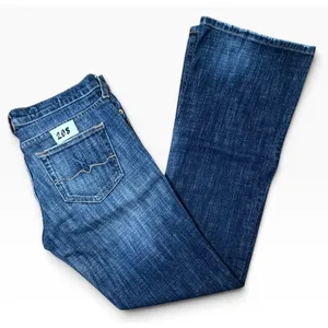 Red Engine Womens Flare Jeans Size 31 Dark Wash Y2K Retro Denim Blue Distressed thumbnail 2