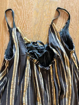 Free People Unearthen Black & Mustard Striped Tassel Maxi Dress oversized thumbnail 9