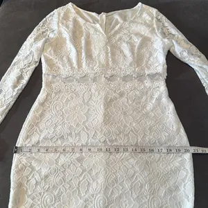 White Floral Lace Mermaid BodyCon Dress Sheer Ruffle Hem Tag XXL (U.S. L) NEW thumbnail 9