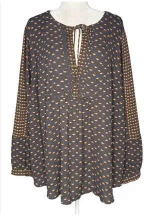 Ann Taylor LOFT Plus 24 Long Sleeve Pullover Blouse Peasant Top Boho Cottagecore thumbnail 1