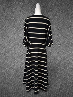 Who What Wear Black And White Striped Ruffle Sleeve Dress thumbnail 8