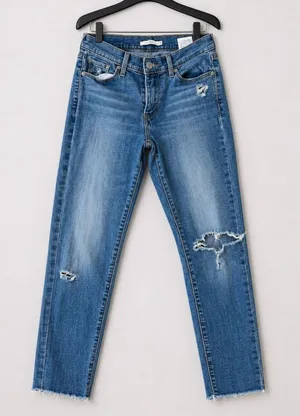 Levi’s Womens Curvy Skinny Jeans Size 29 Distressed Raw Hem Stretch Blue Denim thumbnail 1